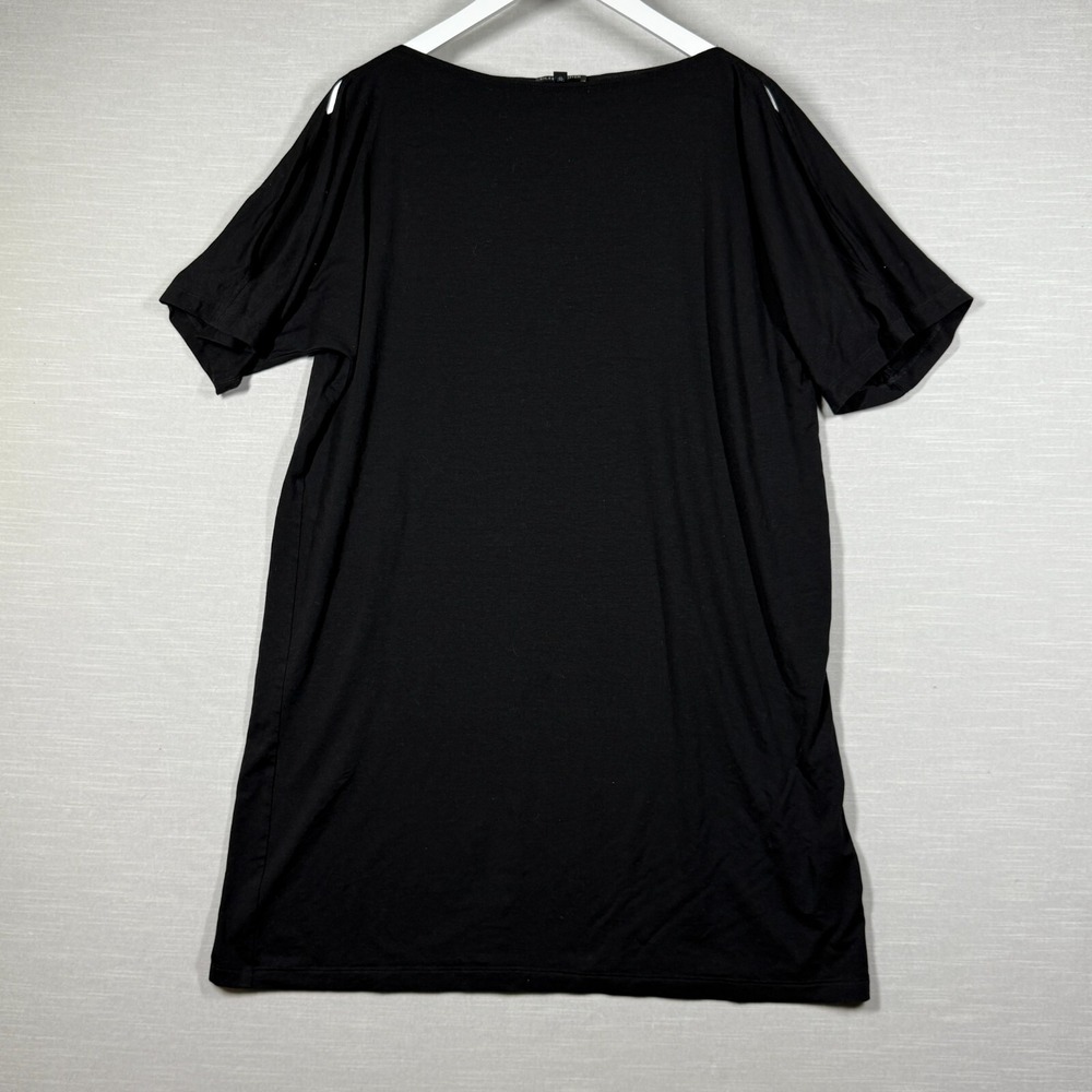 Eileen Fisher Dress Womens Medium Black Stretch Flowy Casual Comfort Cold‎ Open